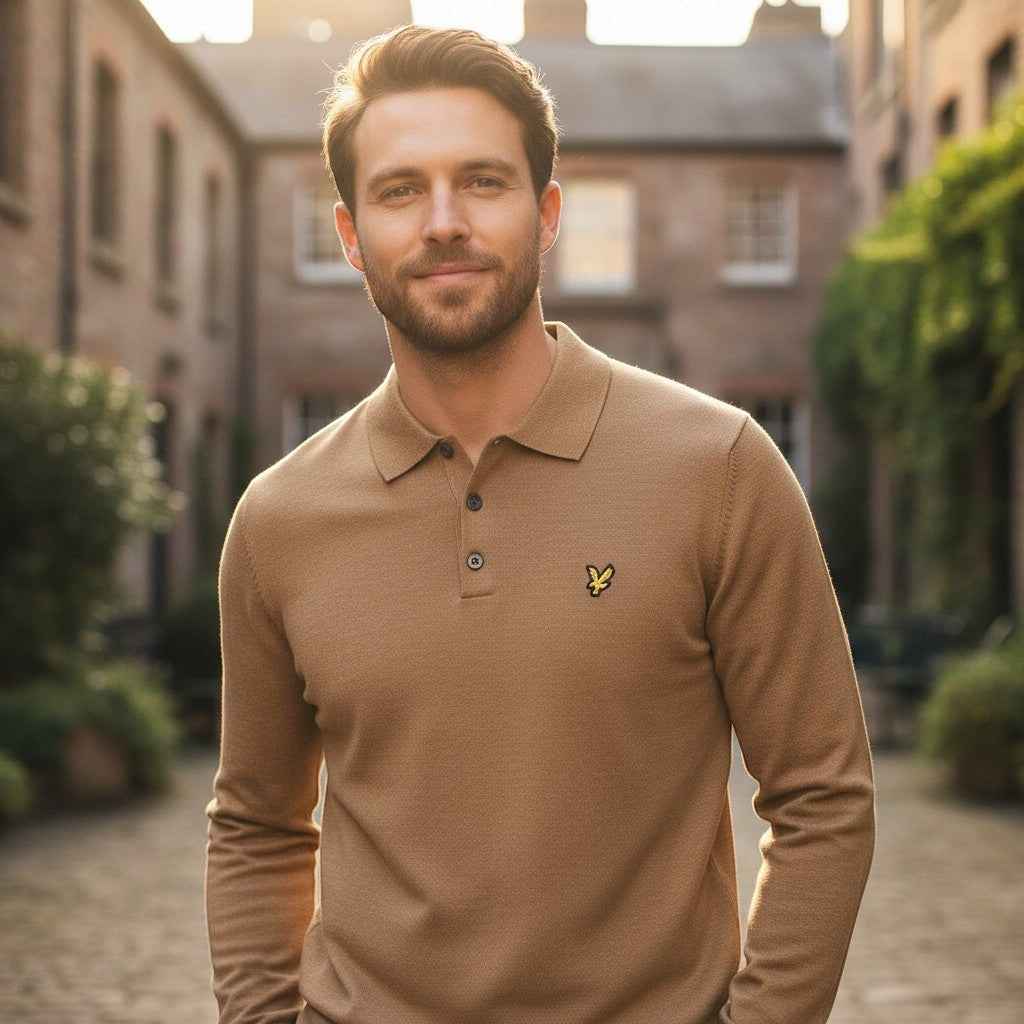 Lyle & Scott - Mens Cotton Merino Long Sleeve Knitted Polo