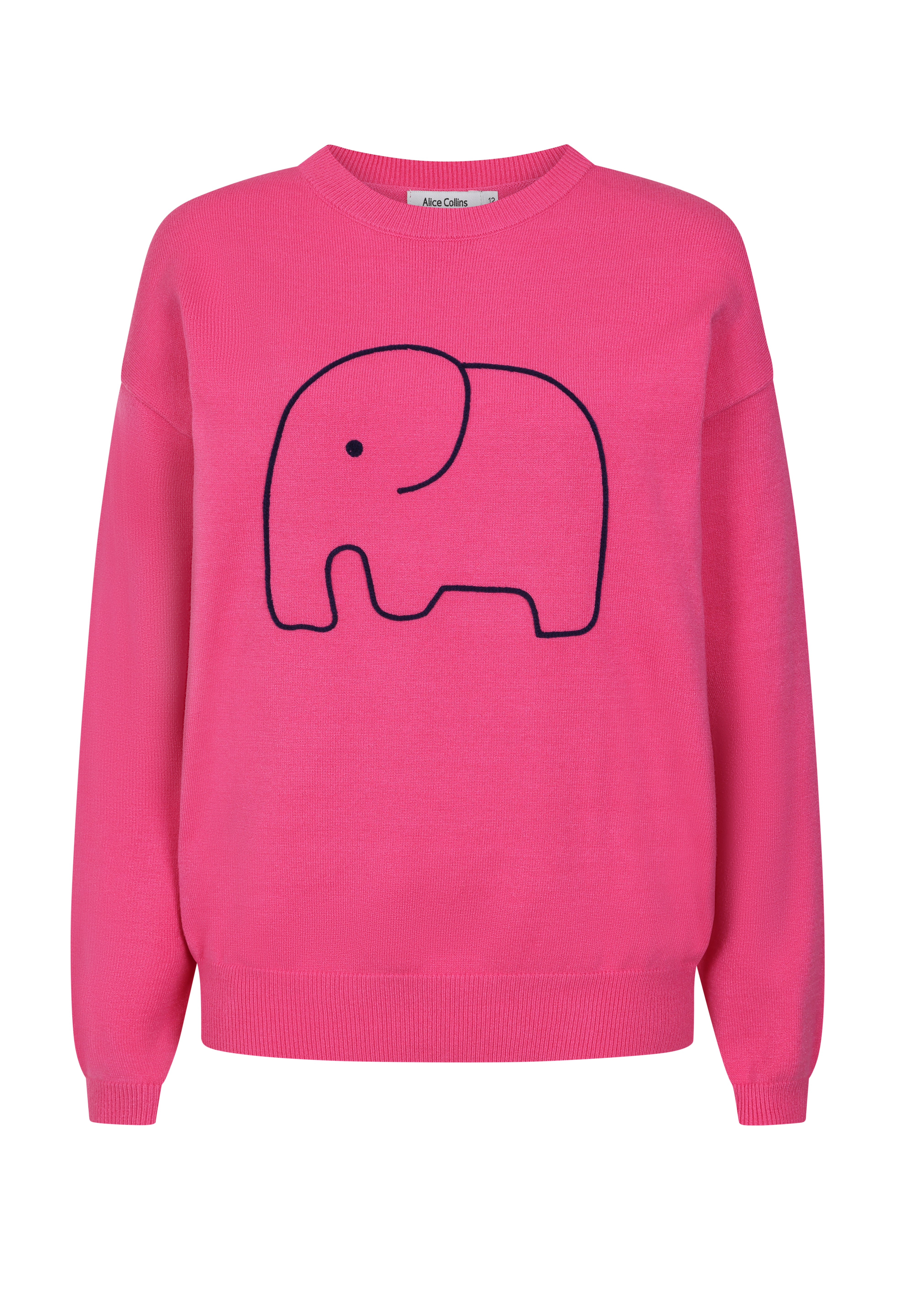 Alice Collins - Ladies Elephant Pullover - Fuchsia - Wildvine Clothing, Spalding, Lincolnshire