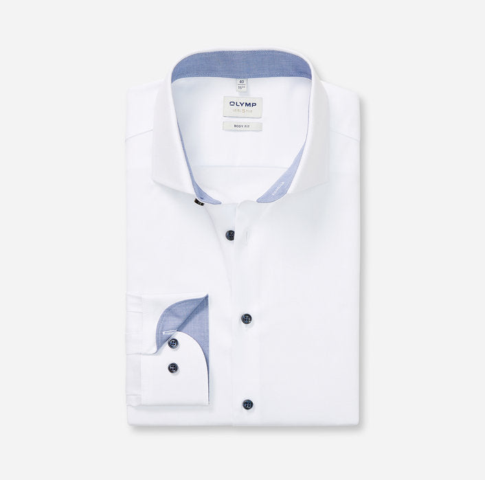 OLYMP - Mens Shirt - Level Five Body Fit -White - Wildvine Clothing, Spalding, Lincolnshire