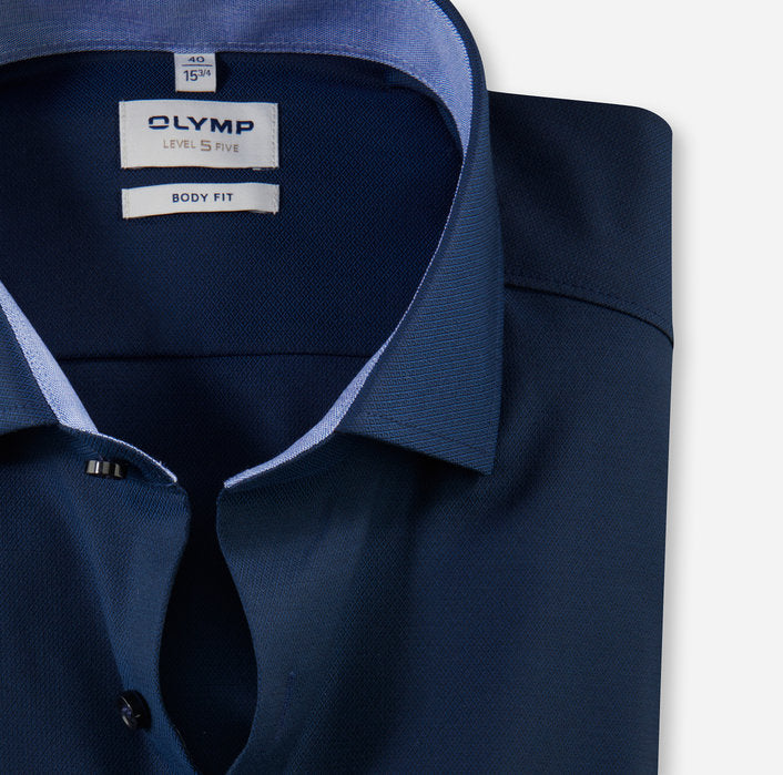 OLYMP - Mens Shirt - Level Five Body Fit - Night Blue - Wildvine Clothing, Spalding, Lincolnshire