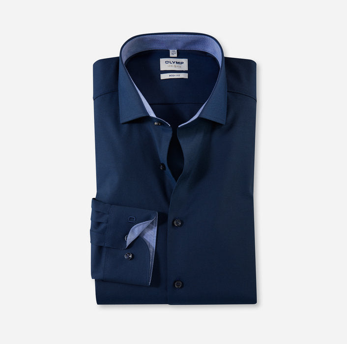 OLYMP - Mens Shirt - Level Five Body Fit - Night Blue - Wildvine Clothing, Spalding, Lincolnshire