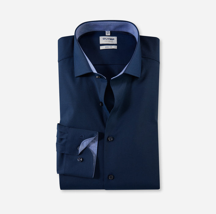 OLYMP - Mens Shirt - Level Five Body Fit - Night Blue - Wildvine Clothing, Spalding, Lincolnshire