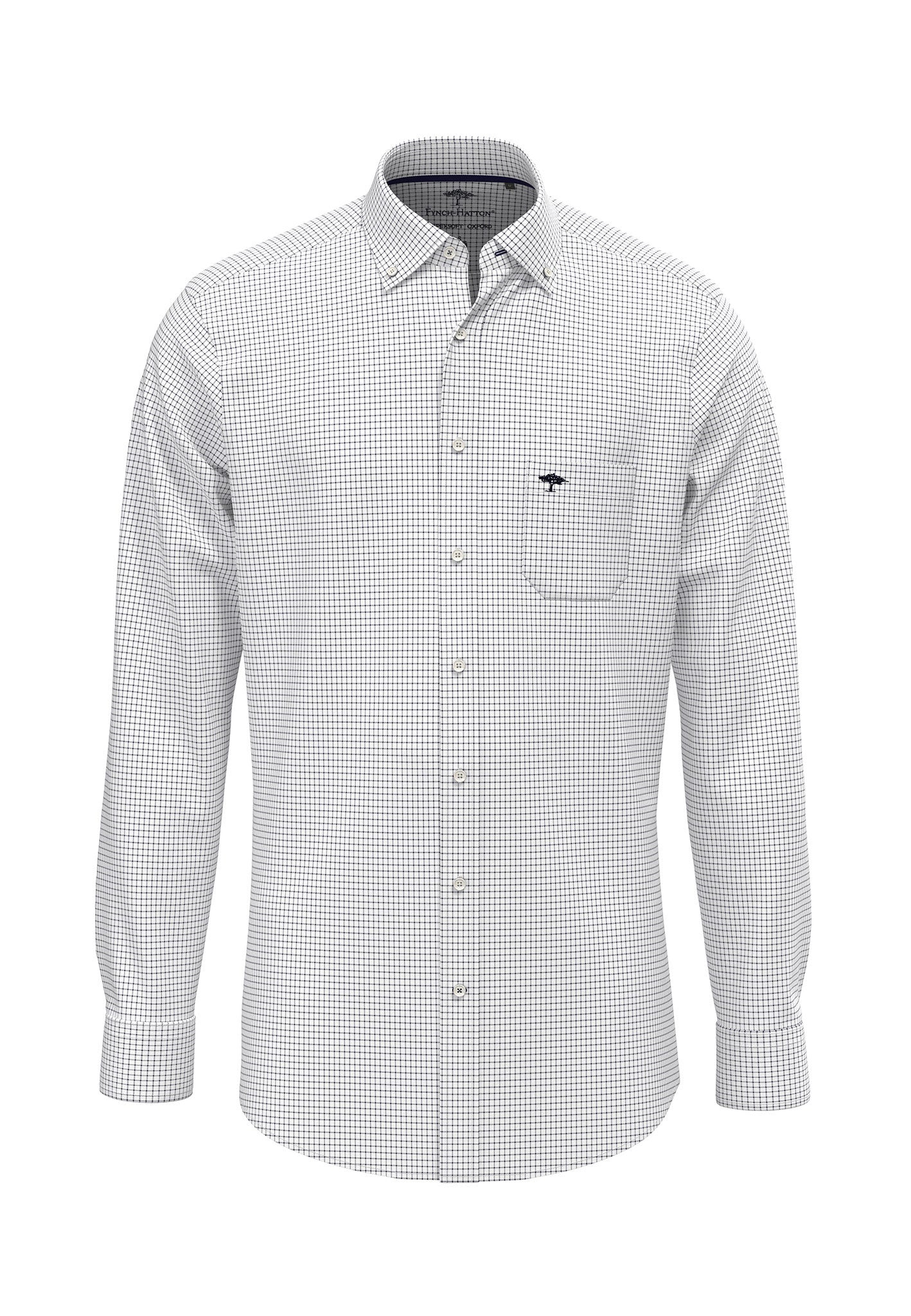 Fynch-Hatton - Mens Shirt - All Season Oxford - Navy Check - Wildvine Clothing, Spalding, Lincolnshire