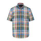 Fynch-Hatton - Mens Shirt - Modern Check - Vibrant Blue - 1/2 sleeve 622 - Wildvine Clothing, Spalding, Lincolnshire