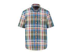 Fynch-Hatton - Mens Shirt - Modern Check - Vibrant Blue - 1/2 sleeve 622 - Wildvine Clothing, Spalding, Lincolnshire