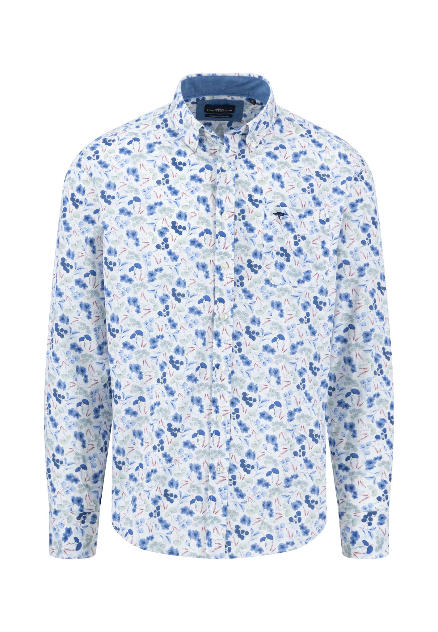 Fynch-Hatton - Mens Shirt - Premium Print - Crystal Blue 604 - Wildvine Clothing, Spalding, Lincolnshire