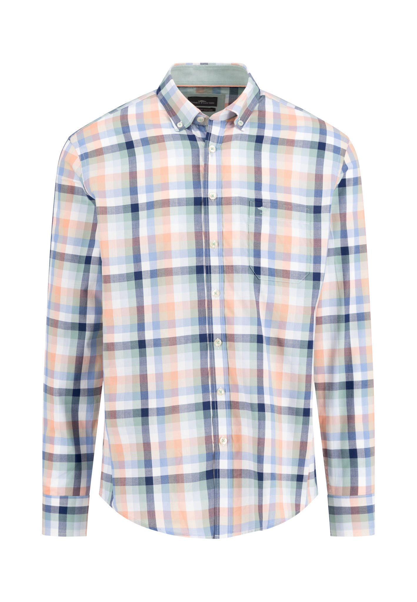 Fynch-Hatton - Mens Shirt - Colorful Combi Check - Peach 209 - Wildvine Clothing, Spalding, Lincolnshire