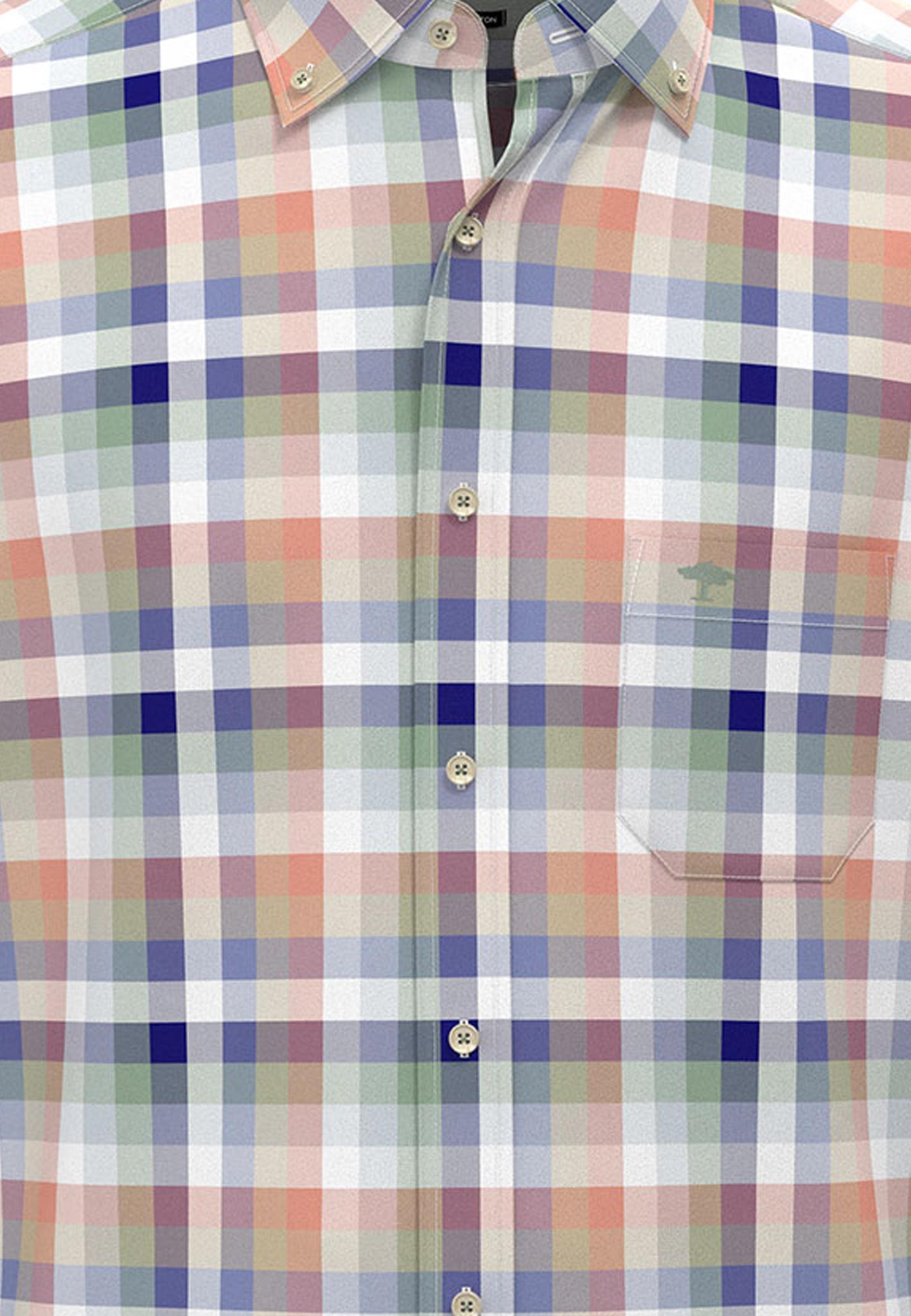 Fynch-Hatton - Mens Shirt - Colorful Combi Check - Peach 209 - Wildvine Clothing, Spalding, Lincolnshire