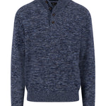 Fynch-Hatton - Mens Knitwear - Buttoned Troyer, Twisted Mouline - Navy 690 - Wildvine Clothing, Spalding, Lincolnshire
