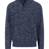Fynch-Hatton - Mens Knitwear - Buttoned Troyer, Twisted Mouline - Navy 690 - Wildvine Clothing, Spalding, Lincolnshire