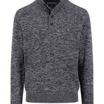 Fynch-Hatton - Mens Knitwear - Buttoned Troyer, Twisted Mouline - Charcoal 998 - Wildvine Clothing, Spalding, Lincolnshire