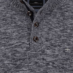 Fynch-Hatton - Mens Knitwear - Buttoned Troyer, Twisted Mouline - Charcoal 998 - Wildvine Clothing, Spalding, Lincolnshire