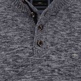 Fynch-Hatton - Mens Knitwear - Buttoned Troyer, Twisted Mouline - Charcoal 998 - Wildvine Clothing, Spalding, Lincolnshire