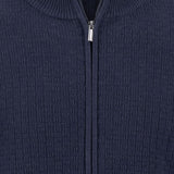 Fynch-Hatton - Mens Knitwear - Cardigan Stand-Up Strucutre - Navy 690 - Wildvine Clothing, Spalding, Lincolnshire