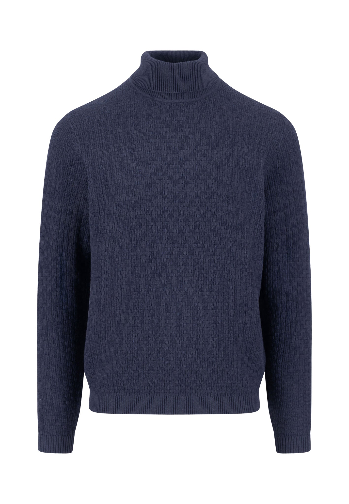 Fynch-Hatton - Mens Knitwear - Rollneck, Structure - Navy 690 - Wildvine Clothing, Spalding, Lincolnshire