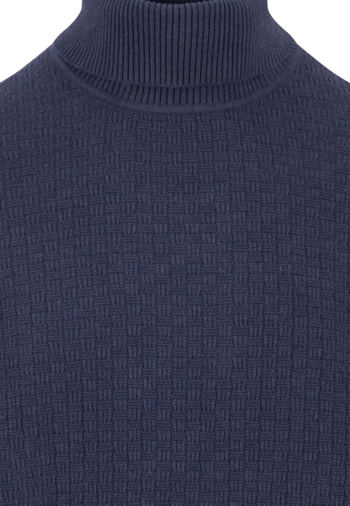 Fynch-Hatton - Mens Knitwear - Rollneck, Structure - Navy 690 - Wildvine Clothing, Spalding, Lincolnshire