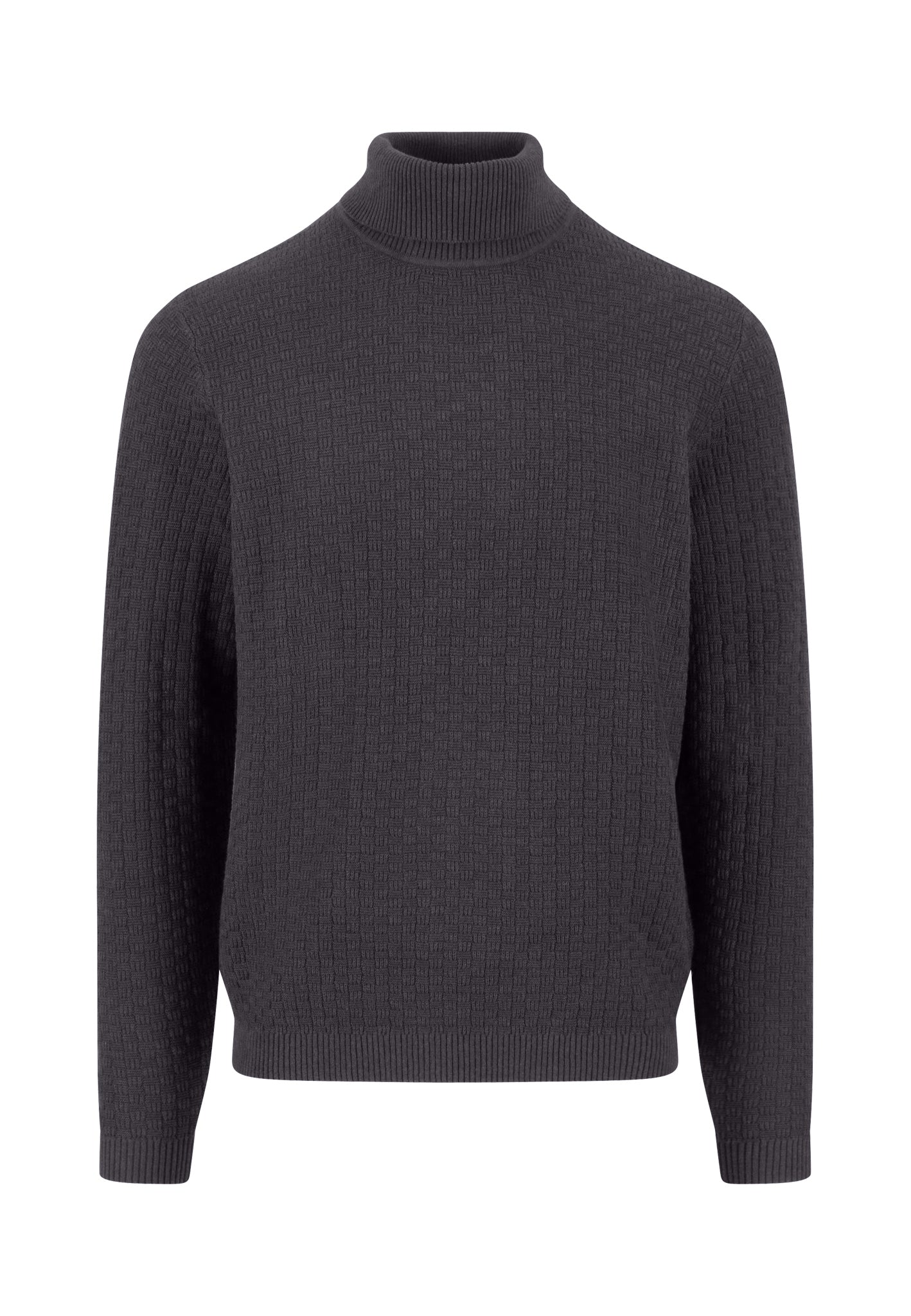 Fynch-Hatton - Mens Knitwear - Rollneck, Structure - Charcoal 998 - Wildvine Clothing, Spalding, Lincolnshire