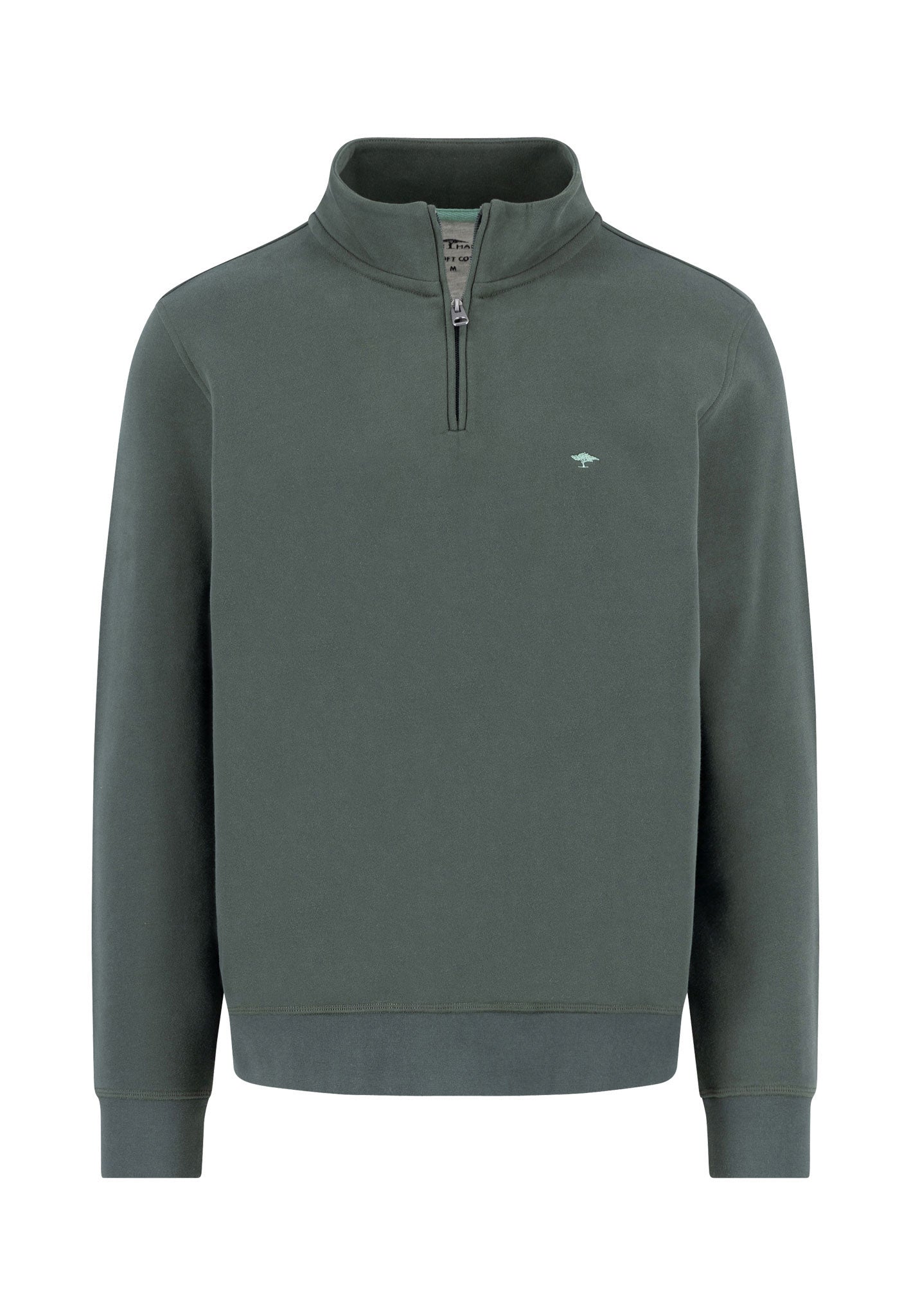 Fynch-Hatton - Mens Knitwear - Sweat Troyer-Zip - Dark Ivy - Wildvine Clothing, Spalding, Lincolnshire