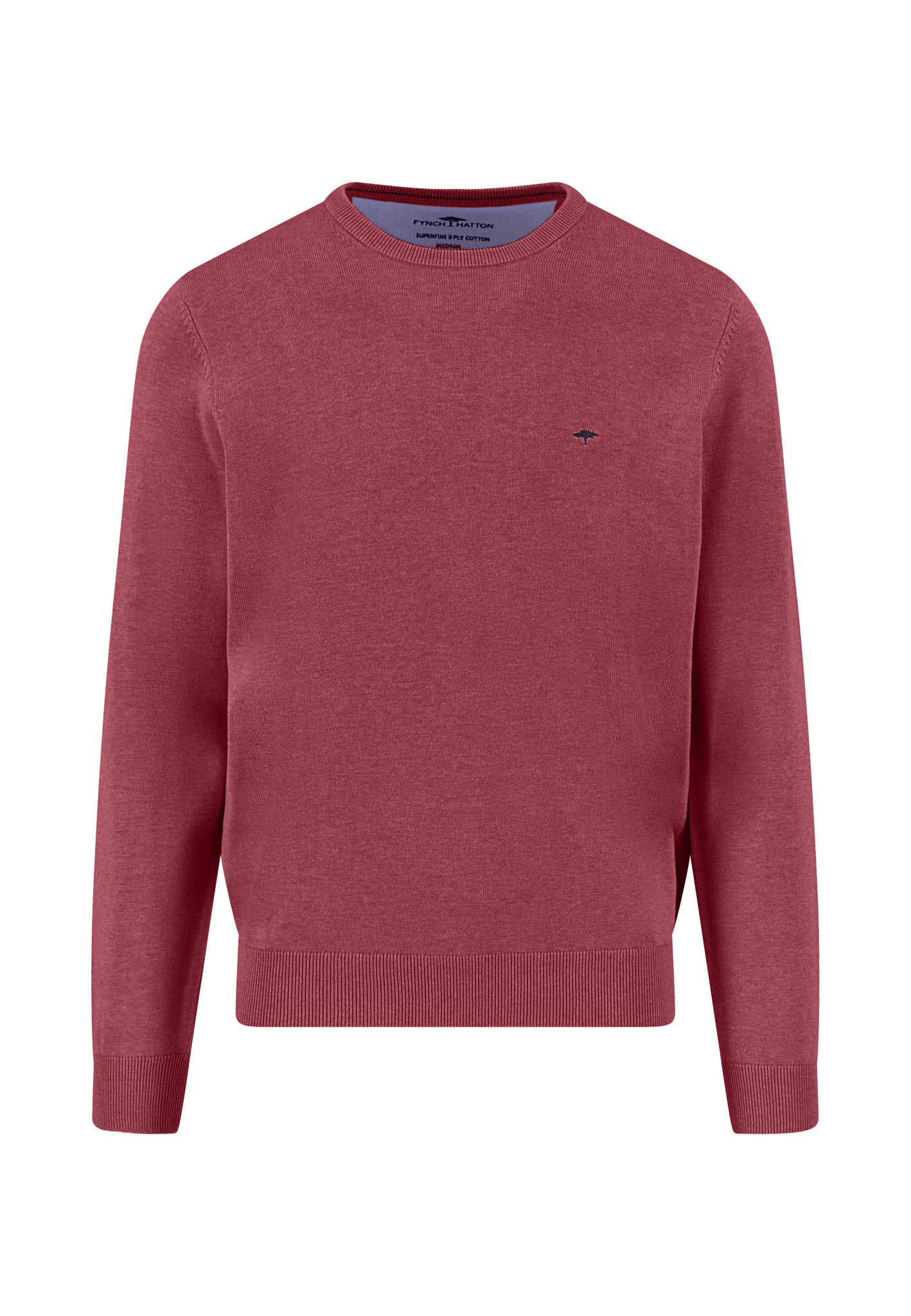 Fynch-Hatton - Mens Knitwear - O-Neck, Superfine - Berry - Wildvine Clothing, Spalding, Lincolnshire