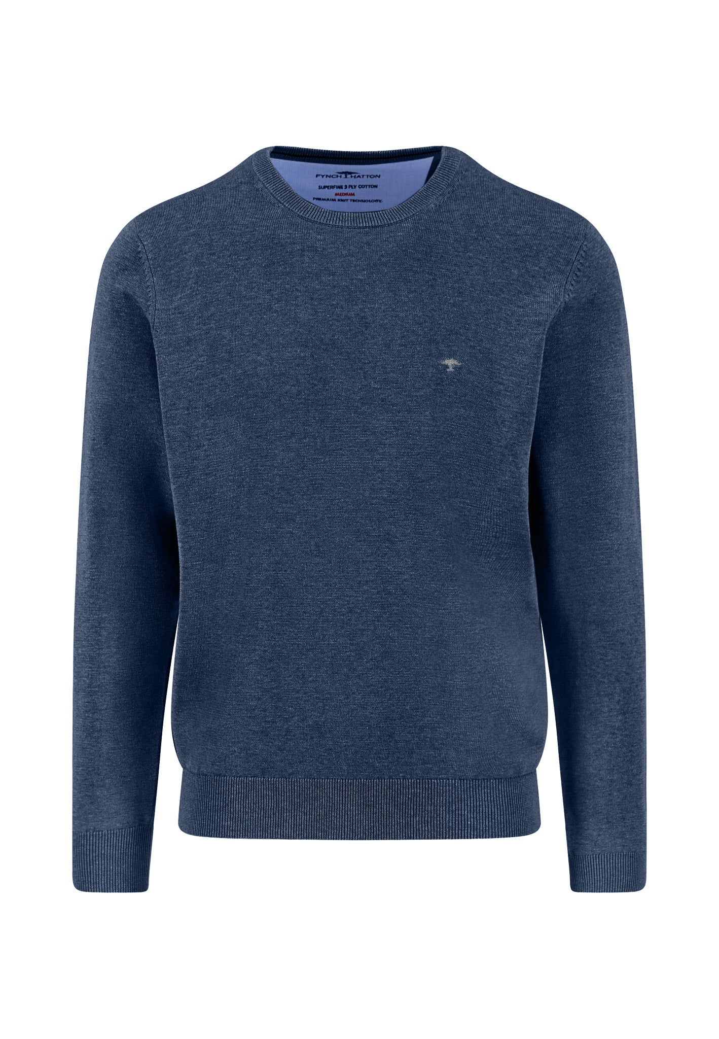Fynch-Hatton - Mens Knitwear - O-Neck, Superfine - Night - Wildvine Clothing, Spalding, Lincolnshire