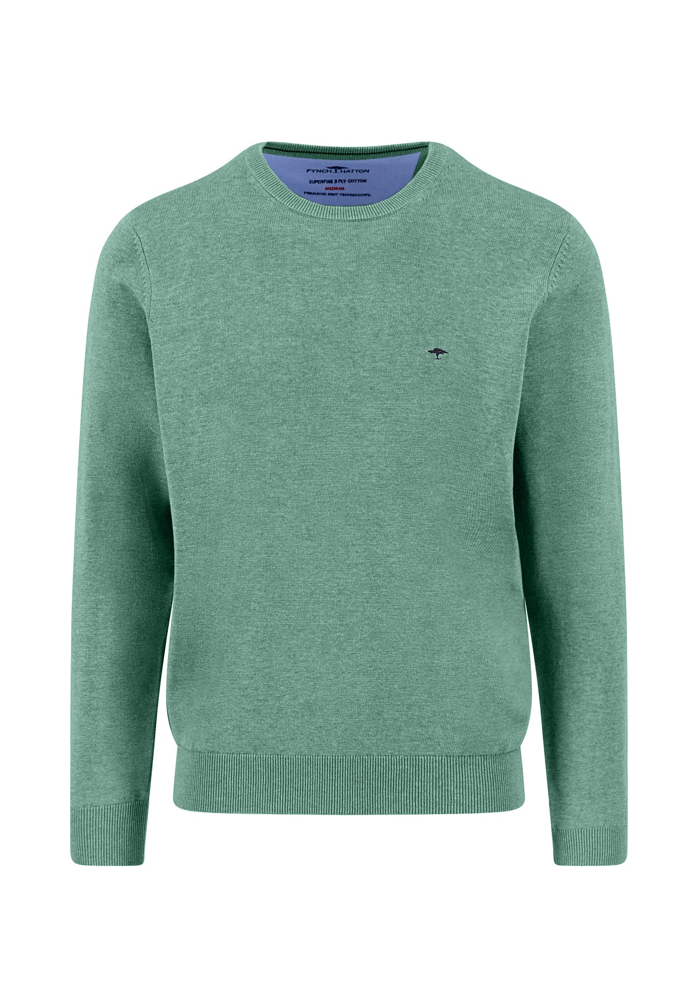 Fynch-Hatton - Mens Knitwear - O-Neck, Superfine - Fern - Wildvine Clothing, Spalding, Lincolnshire