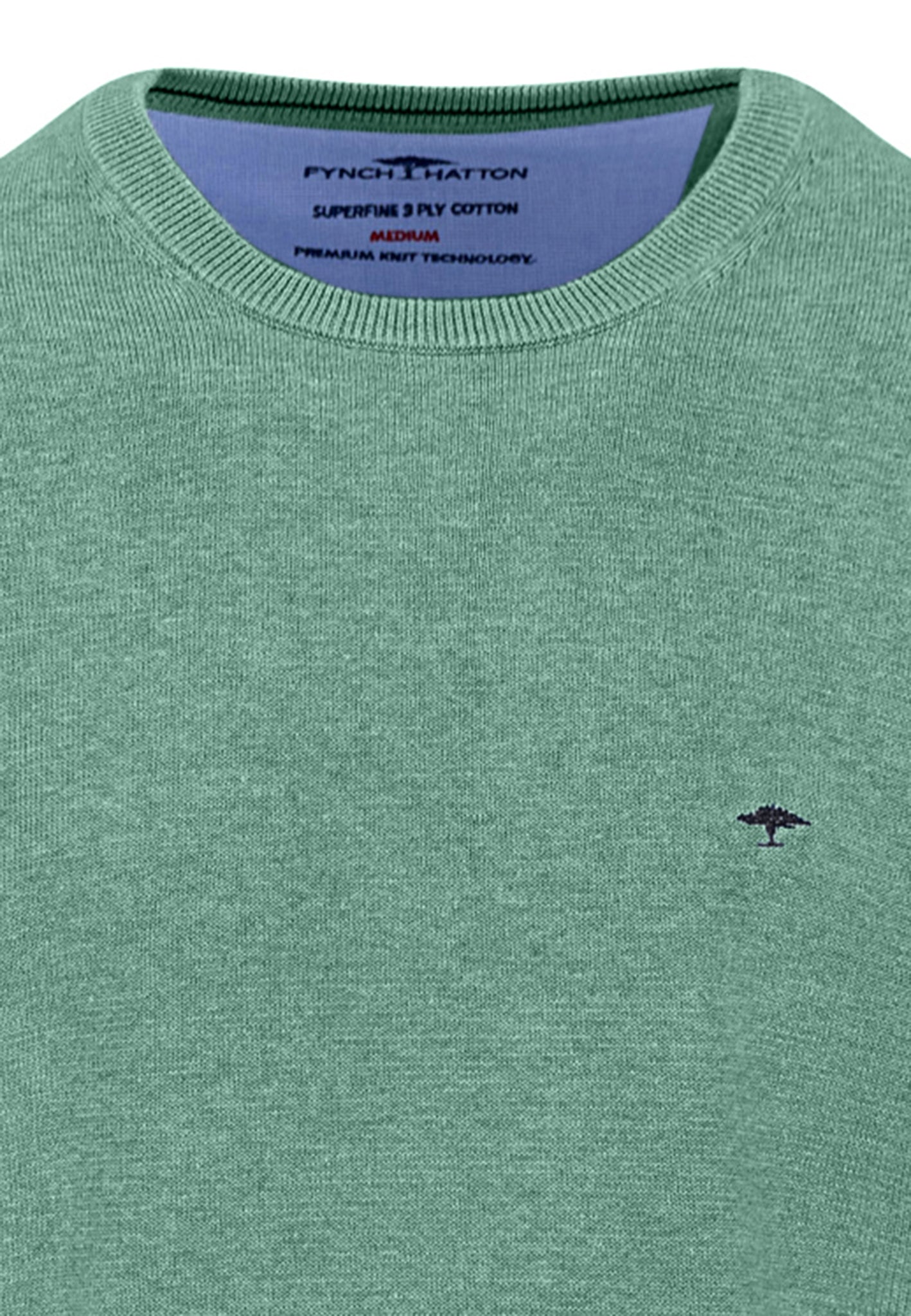 Fynch-Hatton - Mens Knitwear - O-Neck, Superfine - Fern - Wildvine Clothing, Spalding, Lincolnshire