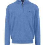 Fynch-Hatton - Mens Knitwear - Troyer-Zip, Superfine - Crystal Blue - Wildvine Clothing, Spalding, Lincolnshire