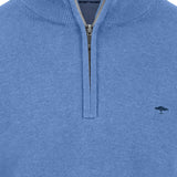 Fynch-Hatton - Mens Knitwear - Troyer-Zip, Superfine - Crystal Blue - Wildvine Clothing, Spalding, Lincolnshire