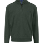 Fynch-Hatton - Mens Knitwear - Troyer-Zip, Superfine - Dark Ivy - Wildvine Clothing, Spalding, Lincolnshire