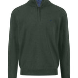 Fynch-Hatton - Mens Knitwear - Troyer-Zip, Superfine - Dark Ivy - Wildvine Clothing, Spalding, Lincolnshire