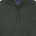 Fynch-Hatton - Mens Knitwear - Troyer-Zip, Superfine - Dark Ivy - Wildvine Clothing, Spalding, Lincolnshire