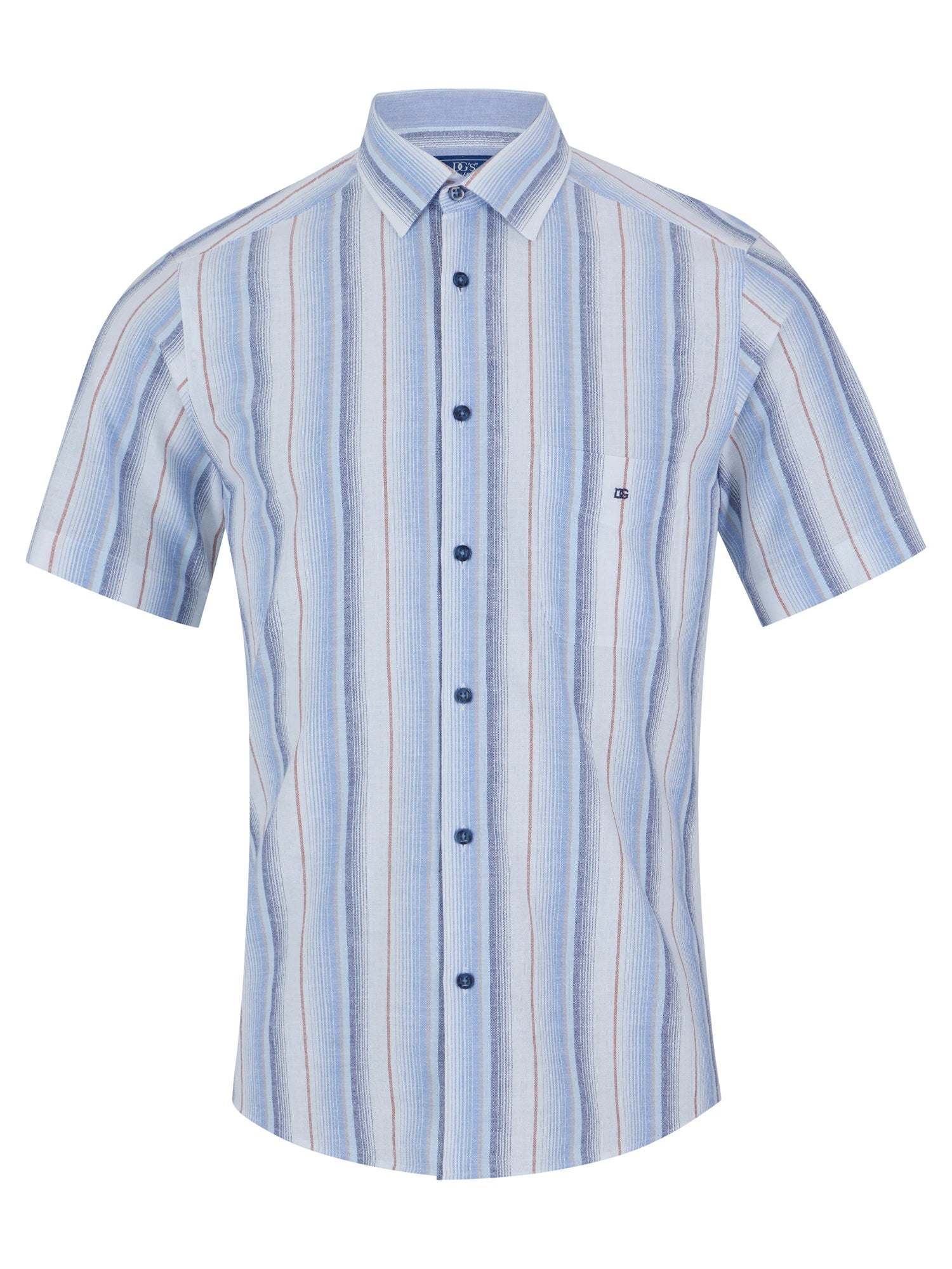 DG's Drifter Mens - Regular Short Sleeve Casual Shirt - White/Blue - 14783SS - 24 - Wildvine Clothing, Spalding, Lincolnshire