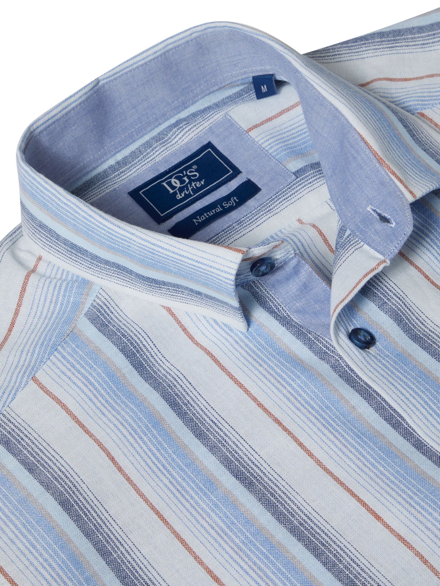 DG's Drifter Mens - Regular Short Sleeve Casual Shirt - White/Blue - 14783SS - 24 - Wildvine Clothing, Spalding, Lincolnshire