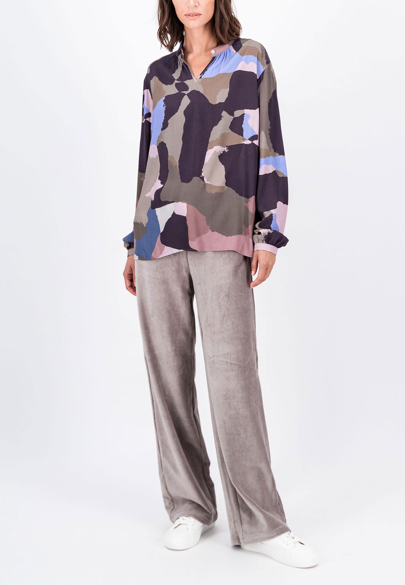 Fynch-Hatton - Ladies Trousers - Wide leg Corduroy - Taupe 835 - Wildvine Clothing, Spalding, Lincolnshire