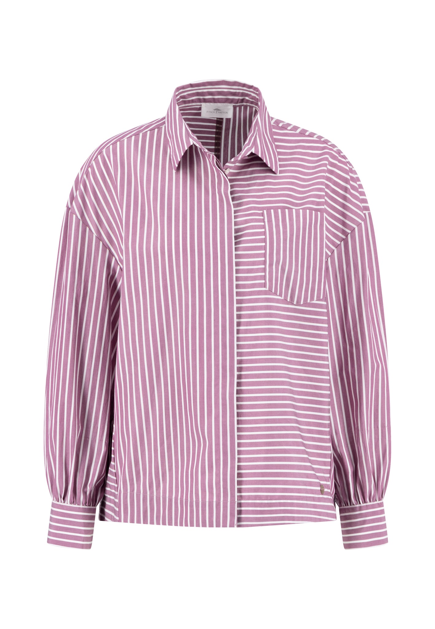 Fynch-Hatton - Ladies Blouse - Asym Stripe - Berry Rose 492 - Wildvine Clothing, Spalding, Lincolnshire