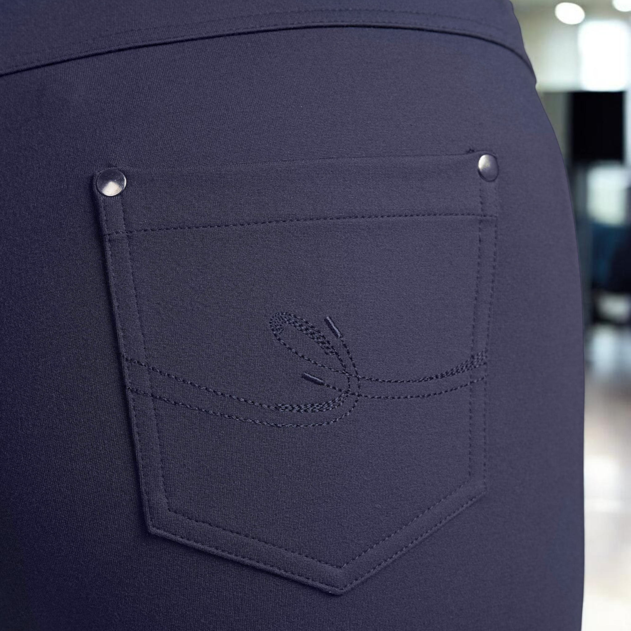 Pinnns - Ladies Ponte Jean Style Pull Up Trouser - Navy 280T - Wildvine Clothing, Spalding, Lincolnshire