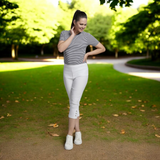 Pinnns - Ladies - Figure Sculpting Bengaline Crop Trousers - White 408C - Wildvine Clothing, Spalding, Lincolnshire