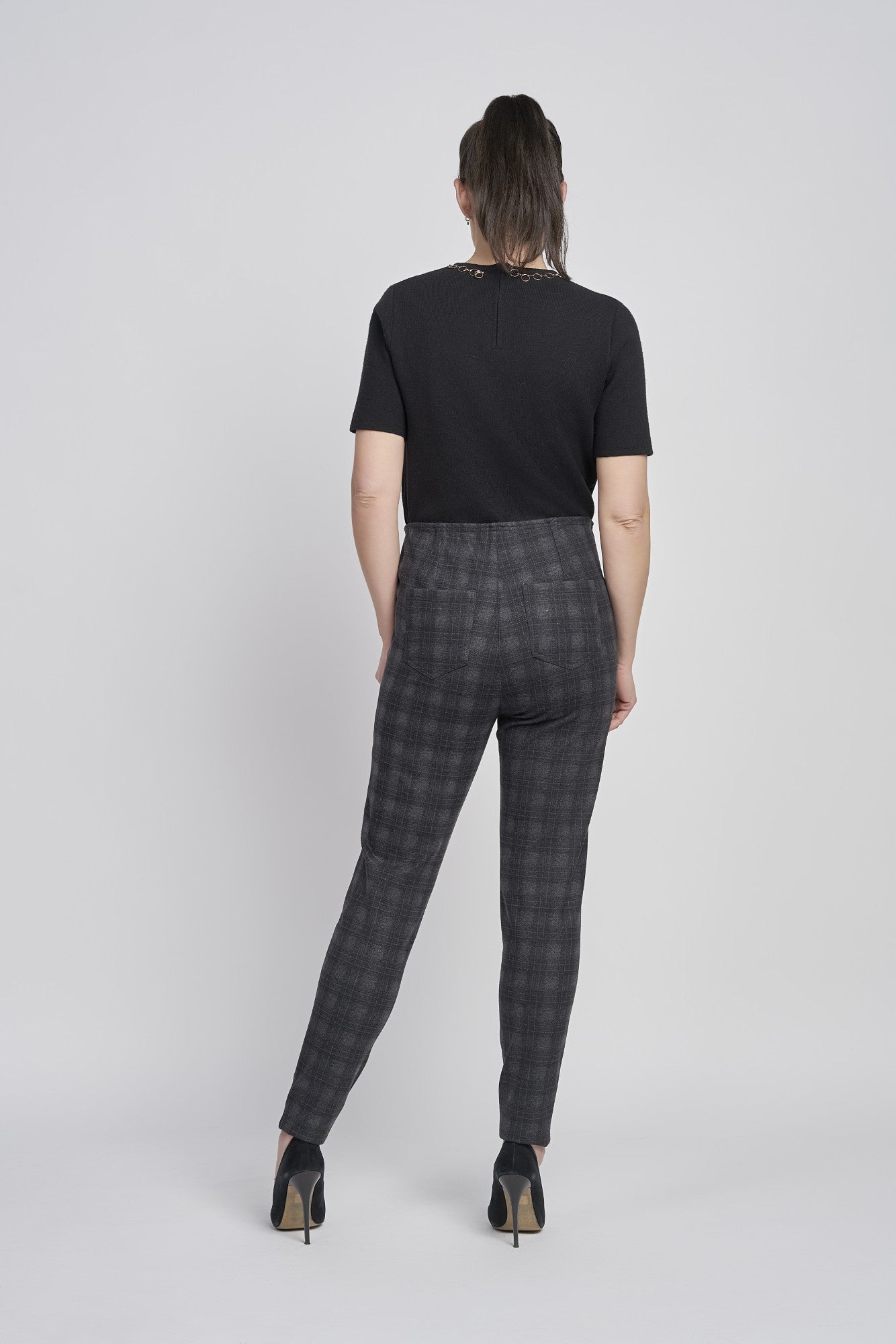 Pinns - Ladies Ponte Pull Up Legging with Stylish Front Zippers - Grey Check 420T/S08SGC - Wildvine Clothing, Spalding, Lincolnshire