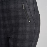 Pinns - Ladies Ponte Pull Up Legging with Stylish Front Zippers - Grey Check 420T/S08SGC - Wildvine Clothing, Spalding, Lincolnshire