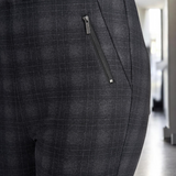Pinns - Ladies Ponte Pull Up Legging with Stylish Front Zippers - Grey Check 420T/S08SGC - Wildvine Clothing, Spalding, Lincolnshire