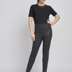 Pinns - Ladies Ponte Pull Up Legging with Stylish Front Zippers - Grey Check 420T/S08SGC - Wildvine Clothing, Spalding, Lincolnshire