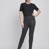 Pinns - Ladies Ponte Pull Up Legging with Stylish Front Zippers - Grey Check 420T/S08SGC - Wildvine Clothing, Spalding, Lincolnshire