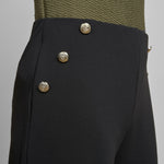 Pinns - Ladies Wide Leg Jersey Trouser with Button Feature - Black 457T - Wildvine Clothing, Spalding, Lincolnshire