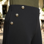 Pinns - Ladies Wide Leg Jersey Trouser with Button Feature - Black 457T - Wildvine Clothing, Spalding, Lincolnshire