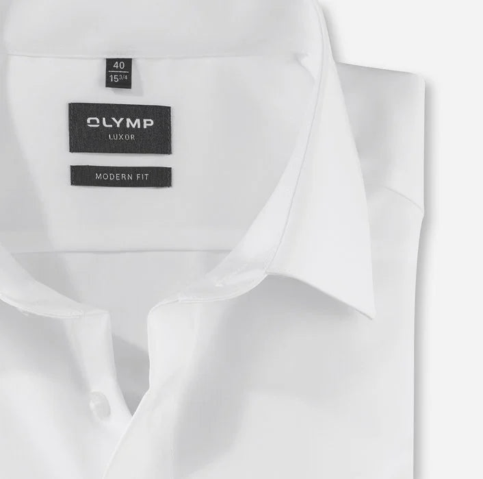 OLYMP - Mens Shirt - Luxor Modern Fit Shirt Plain White - Wildvine Clothing, Spalding, Lincolnshire