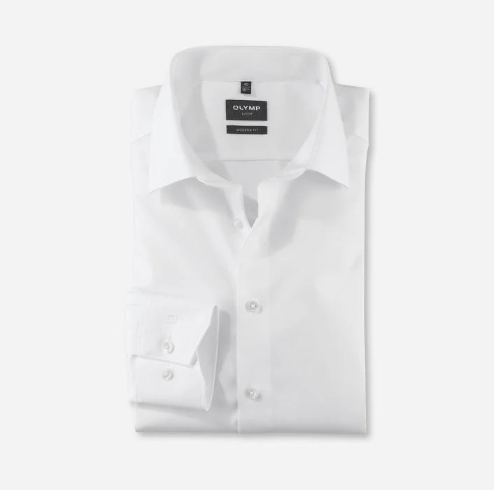 OLYMP - Mens Shirt - Luxor Modern Fit Shirt Plain White - Wildvine Clothing, Spalding, Lincolnshire