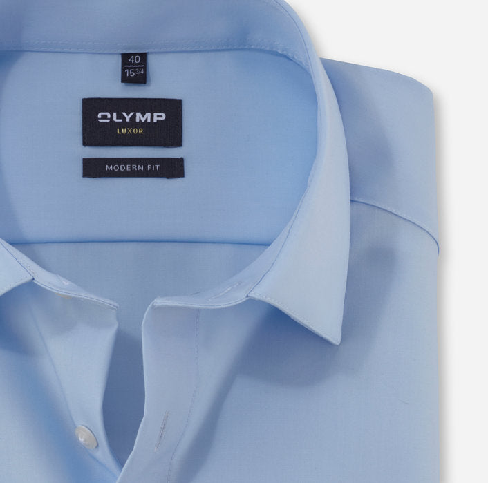 OLYMP - Mens Shirt - Luxor Modern Fit Shirt Plain Blue - Wildvine Clothing, Spalding, Lincolnshire
