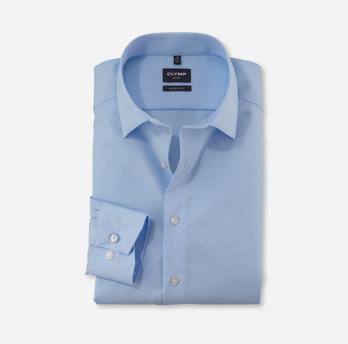 OLYMP - Mens Shirt - Luxor Modern Fit Shirt Plain Blue - Wildvine Clothing, Spalding, Lincolnshire