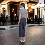 Pinnns - Ladies - Stylish Wide Leg Culotte Trousers With Button Feature - Navy 638C - Wildvine Clothing, Spalding, Lincolnshire