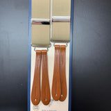 Hunt & Holditch - Mens - Plain Beige Braces - Silver Fit-Tan Leather - One Size - Wildvine Clothing, Spalding, Lincolnshire